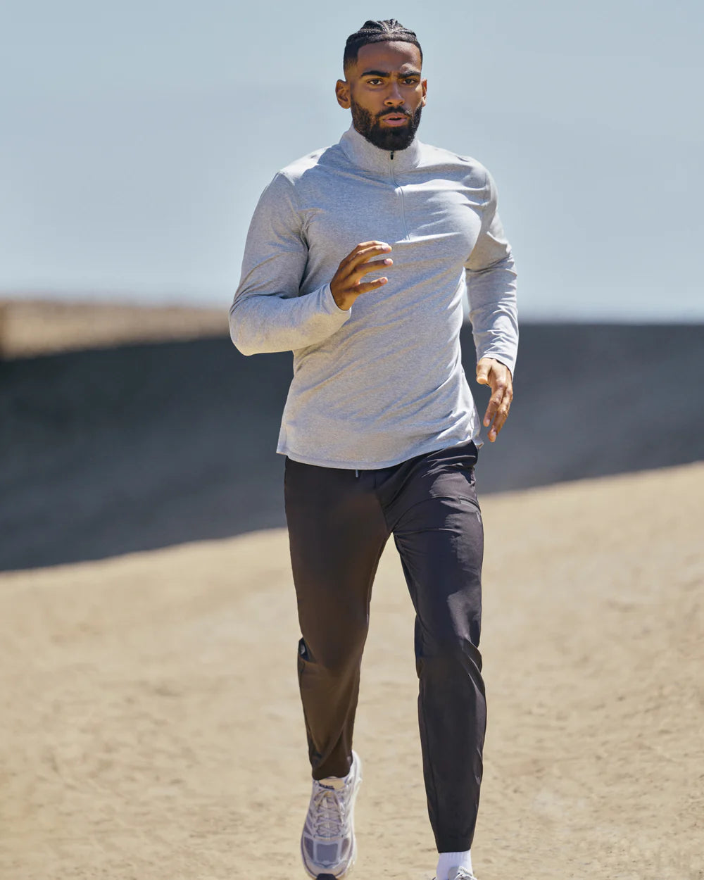 Vuori Ponto Performance Half Zip Mock Neck - Light Heather Grey