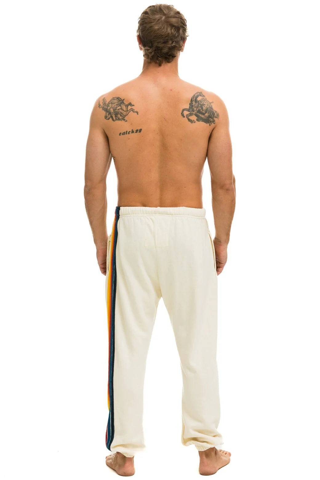 Aviator Nation 5 Stripe Sweatpants - Vintage White