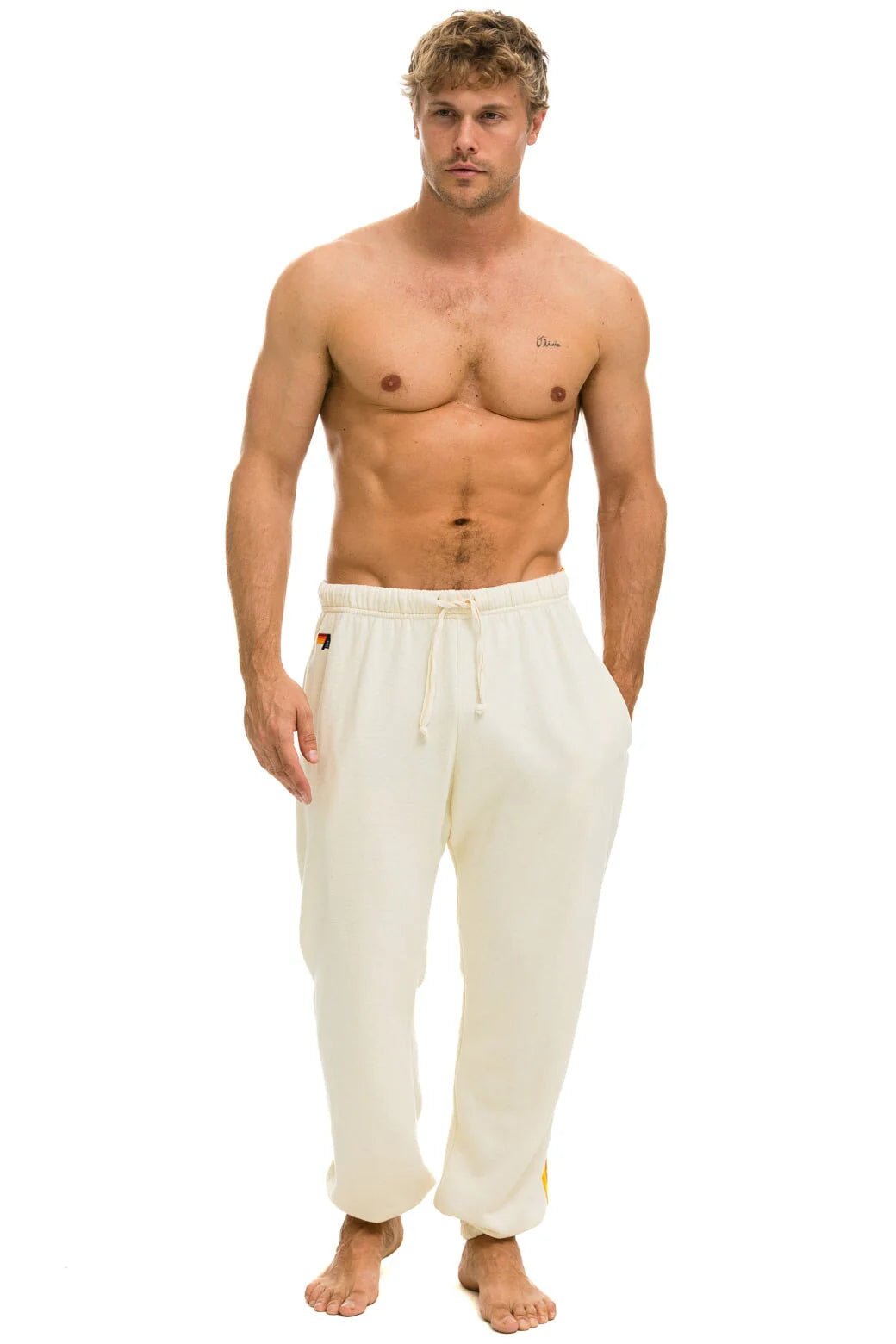 Aviator Nation 5 Stripe Sweatpants - Vintage White