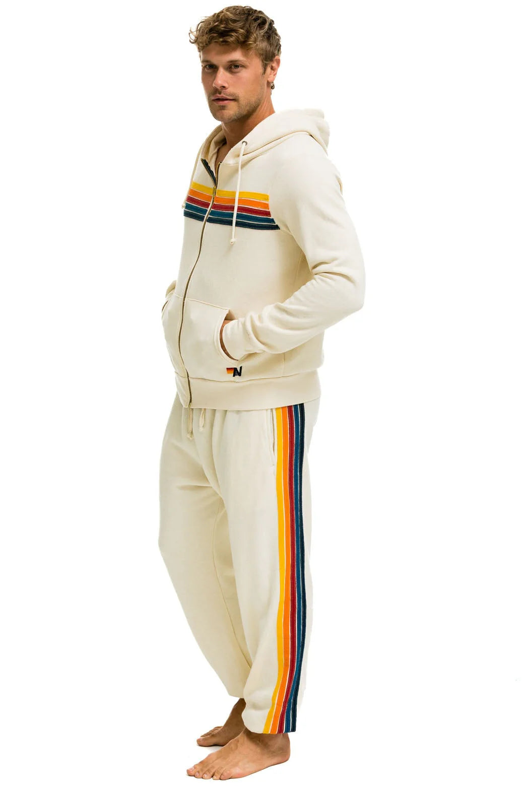 Aviator Nation 5 Stripe Sweatpants - Vintage White