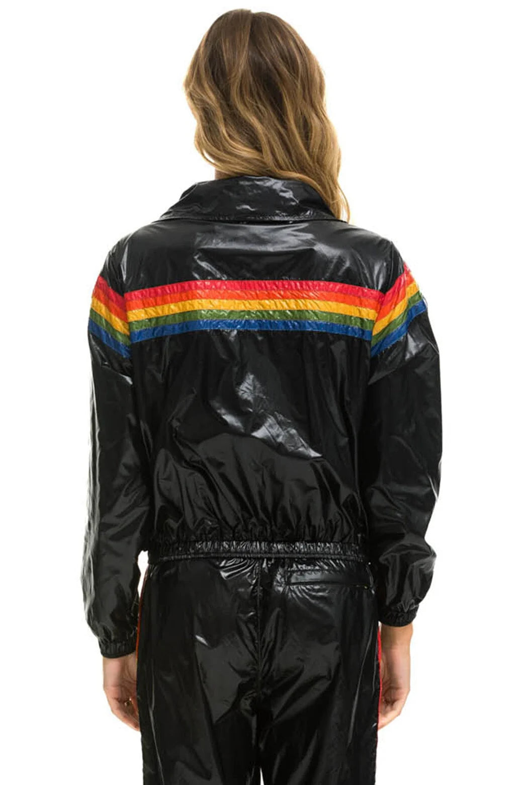 Aviator Nation 5 Stripe Windbreaker - Black Glossy