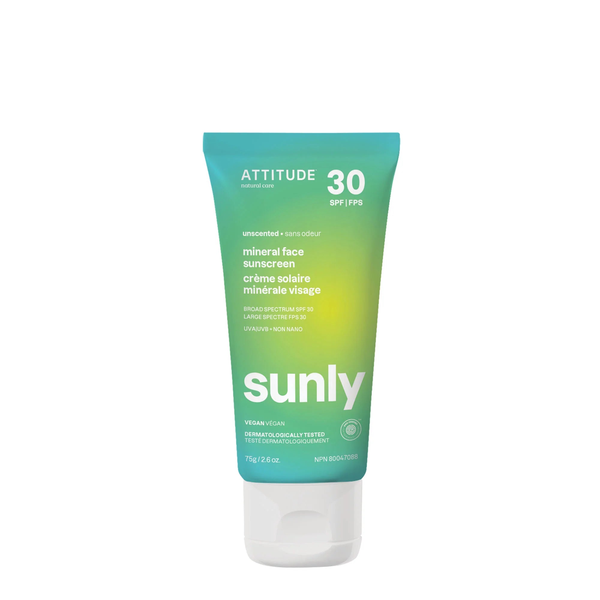 Attitude Sunly™ Mineral Sunscreen SPF 30 - Unscented (75g)