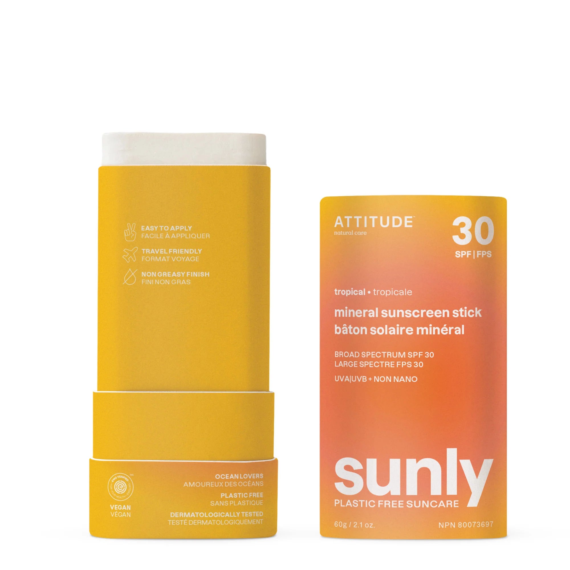 Attitude Sunly™ Plastic-Free Mineral Sunscreen Stick SPF 30 - Tropical (60g)