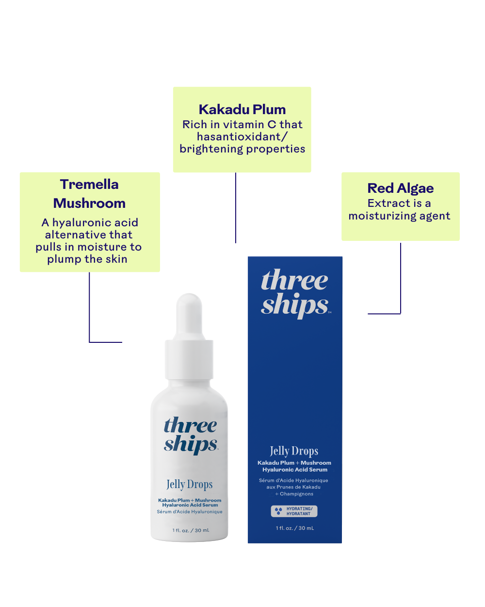 Three Ships Jelly Drops™ Kakadu Plum + Mushroom Hyaluronic Acid Serum