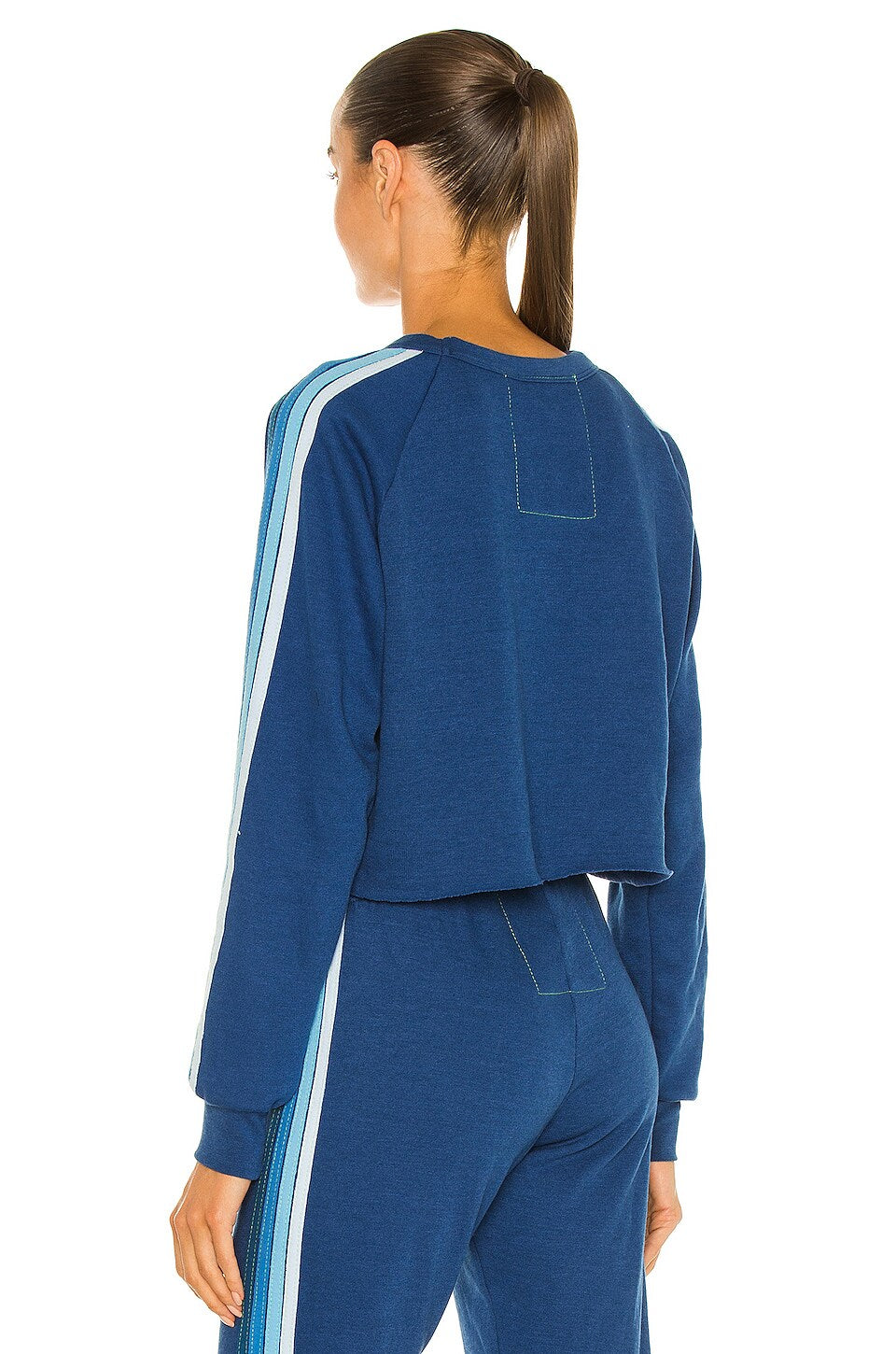 Aviator Nation Bolt Embroidery Cropped Classic Sweatshirt - Royal / Light Blue