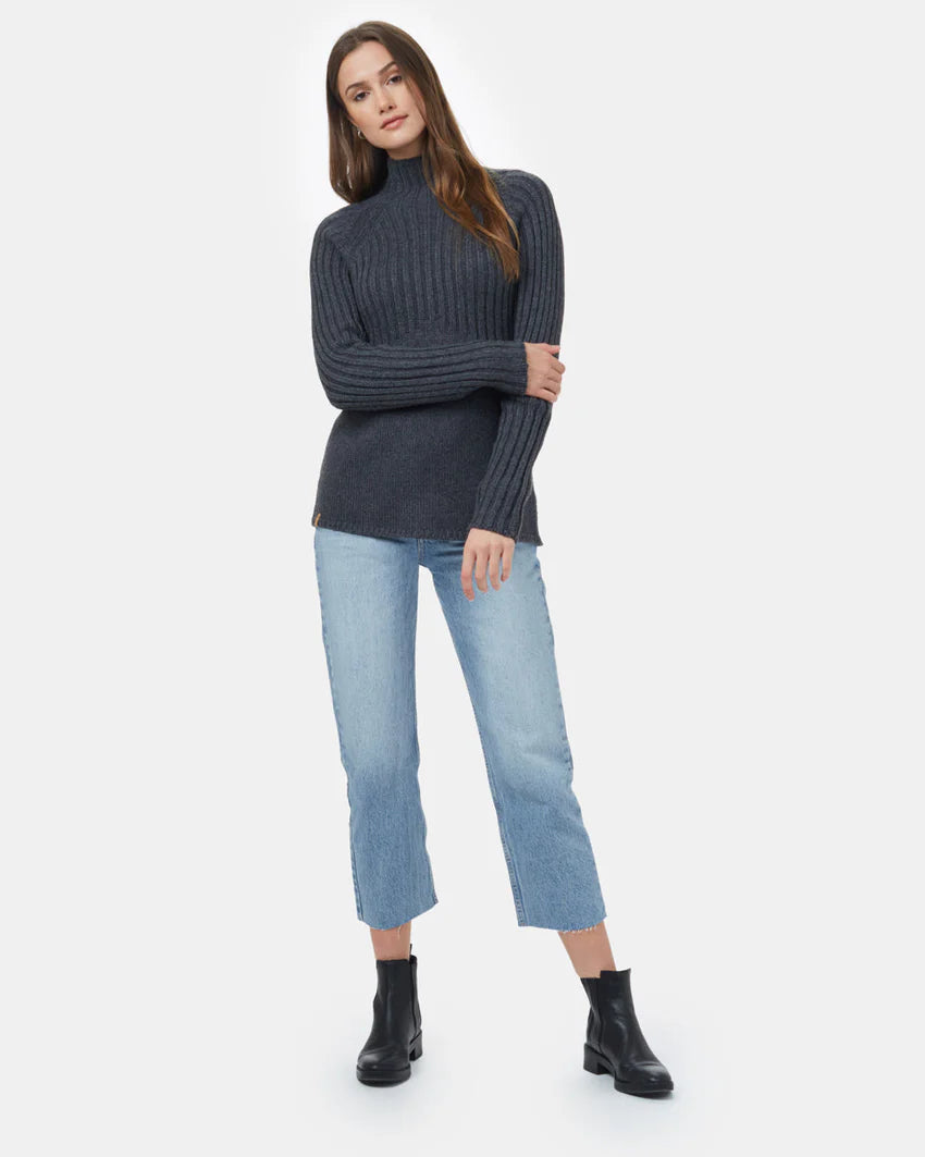 Tentree Highline Mock Neck Sweater - Charcoal