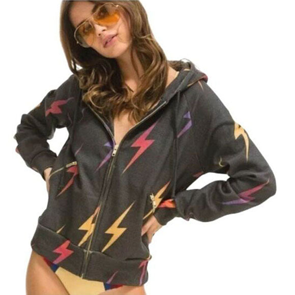 Aviator Nation Unisex Bolt Repeat Zip Hoodie - Ombre