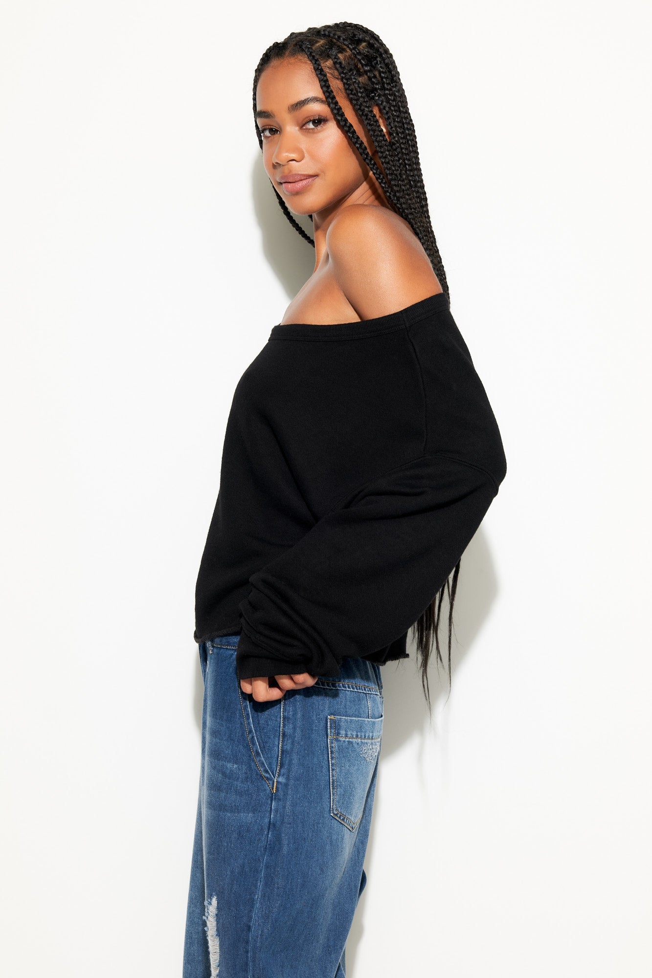 Spiritual Gangster 'Bella' Off Shoulder Sweatshirt