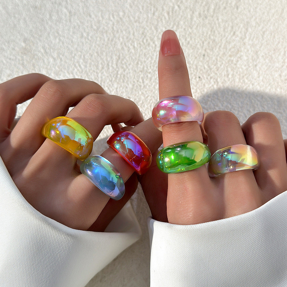 Iridescent Coloured Resin Ring