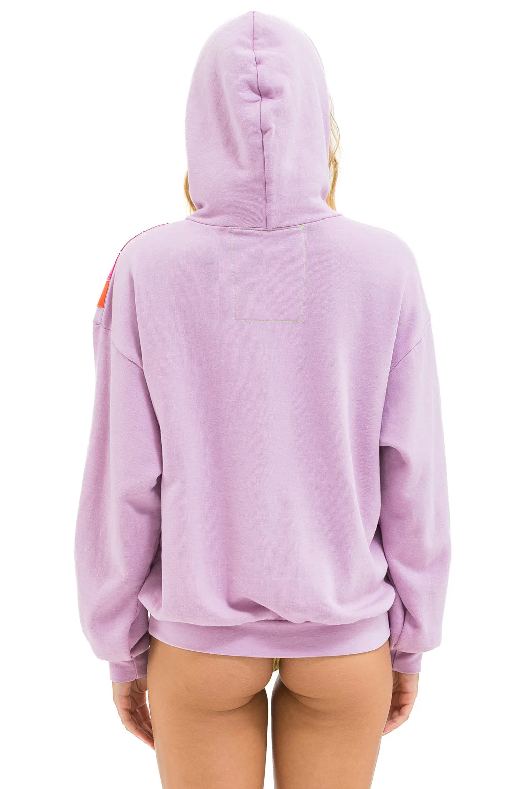 Aviator Nation Unisex Wave Stripe Pullover Hoodie - Mauve / Magenta Orange