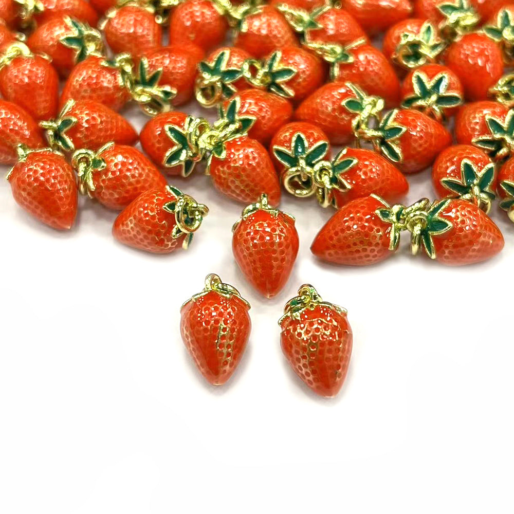 Strawberry Enamel Charm