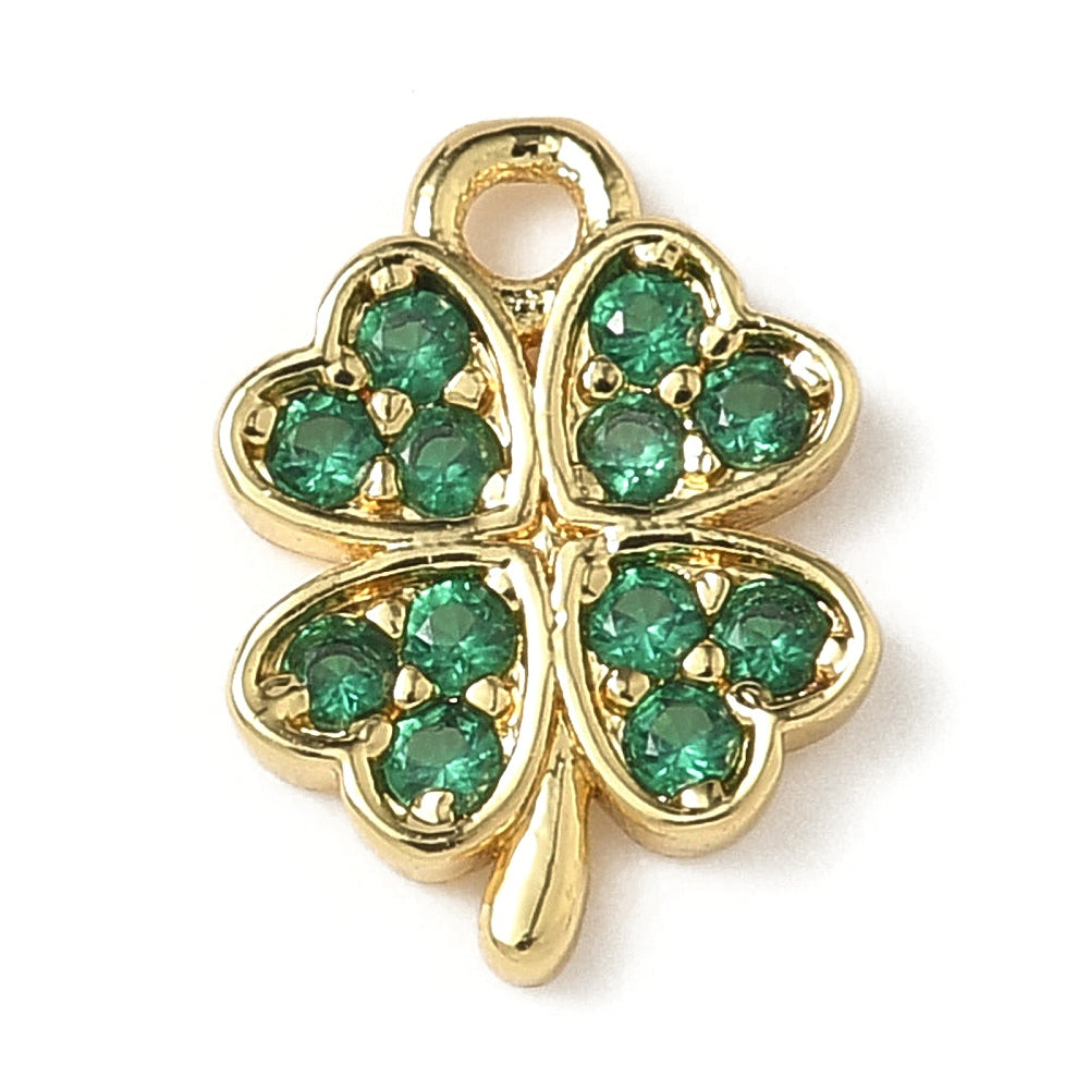 Micro Pave Four Leaf Clover Charm
