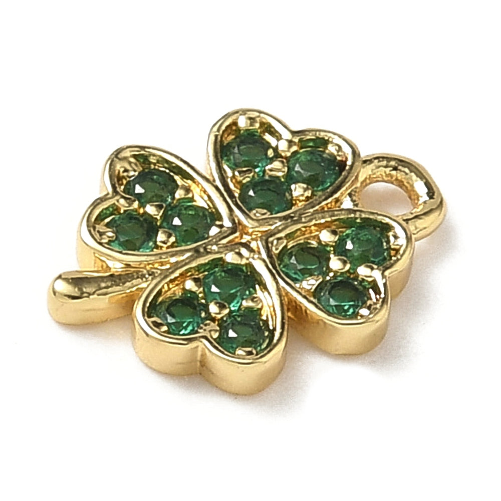 Micro Pave Four Leaf Clover Charm
