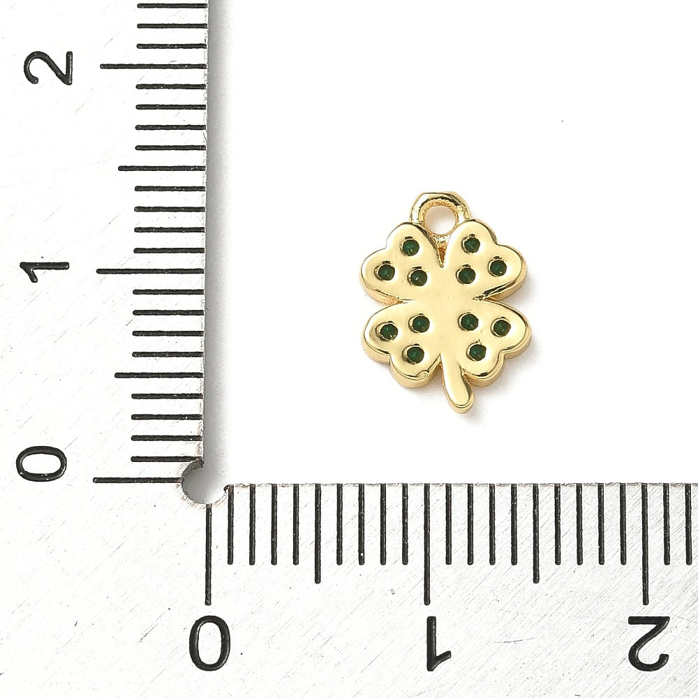Micro Pave Four Leaf Clover Charm