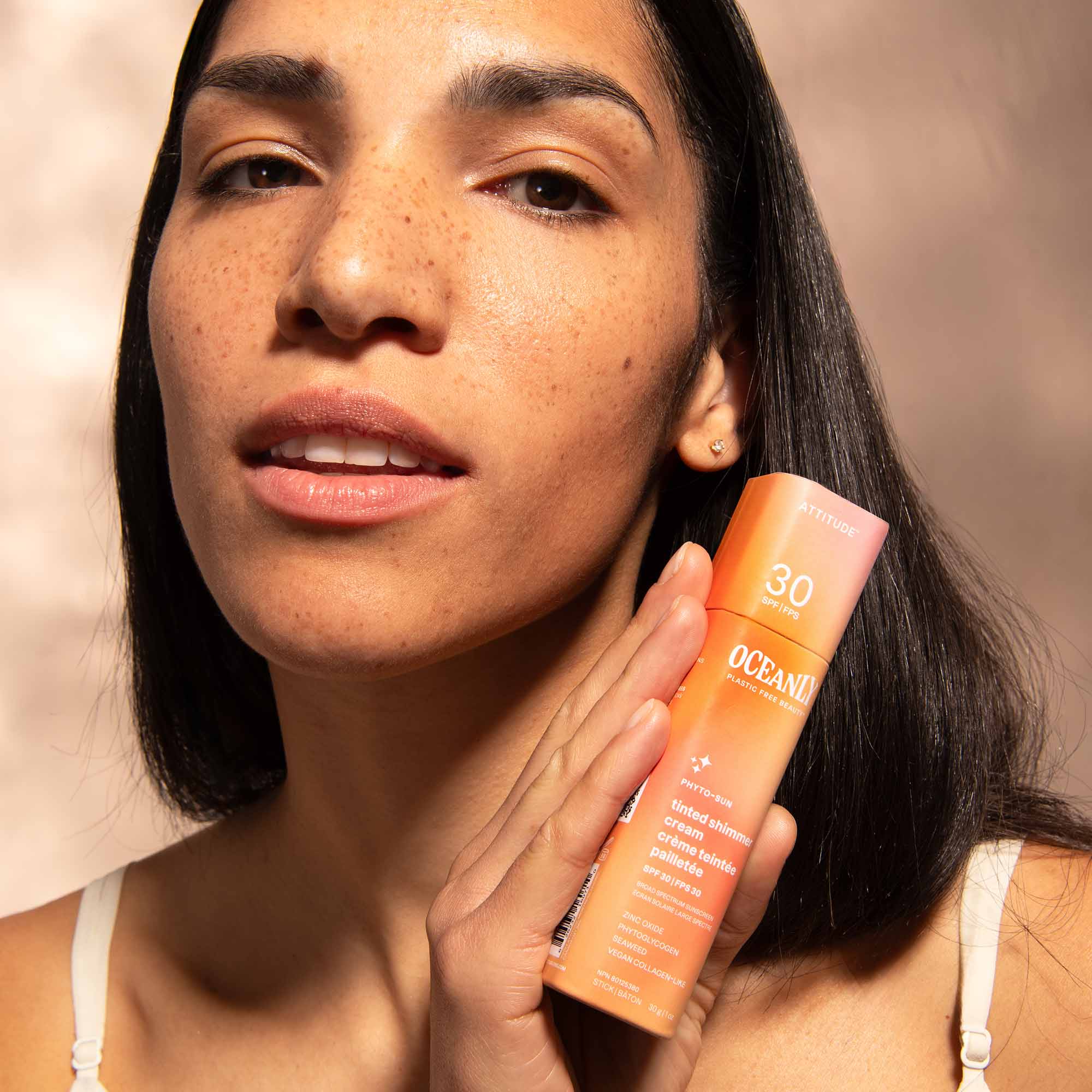 Attitude Oceanly™ Solid Tinted Shimmer Cream SPF 30 with Zinc Oxide - Unscented
