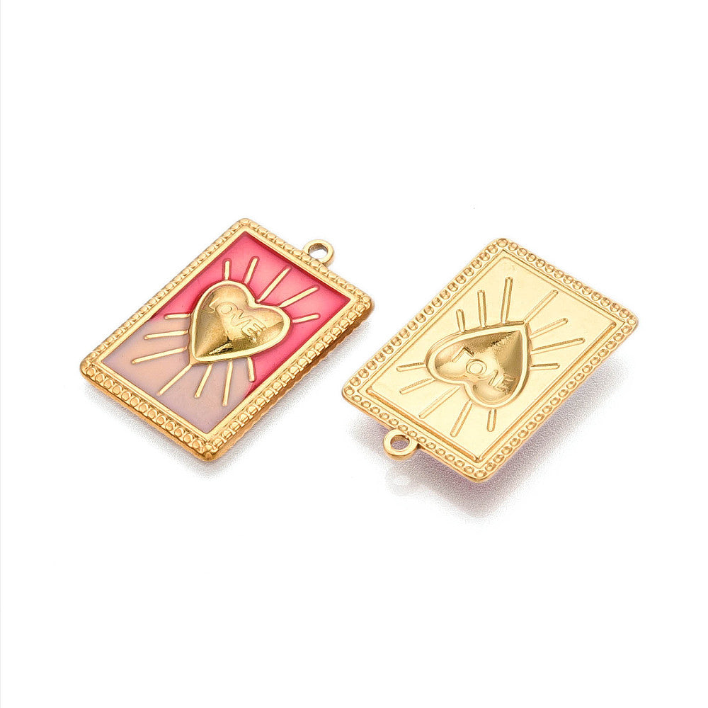 Pink Enamel Heart Burst Charm