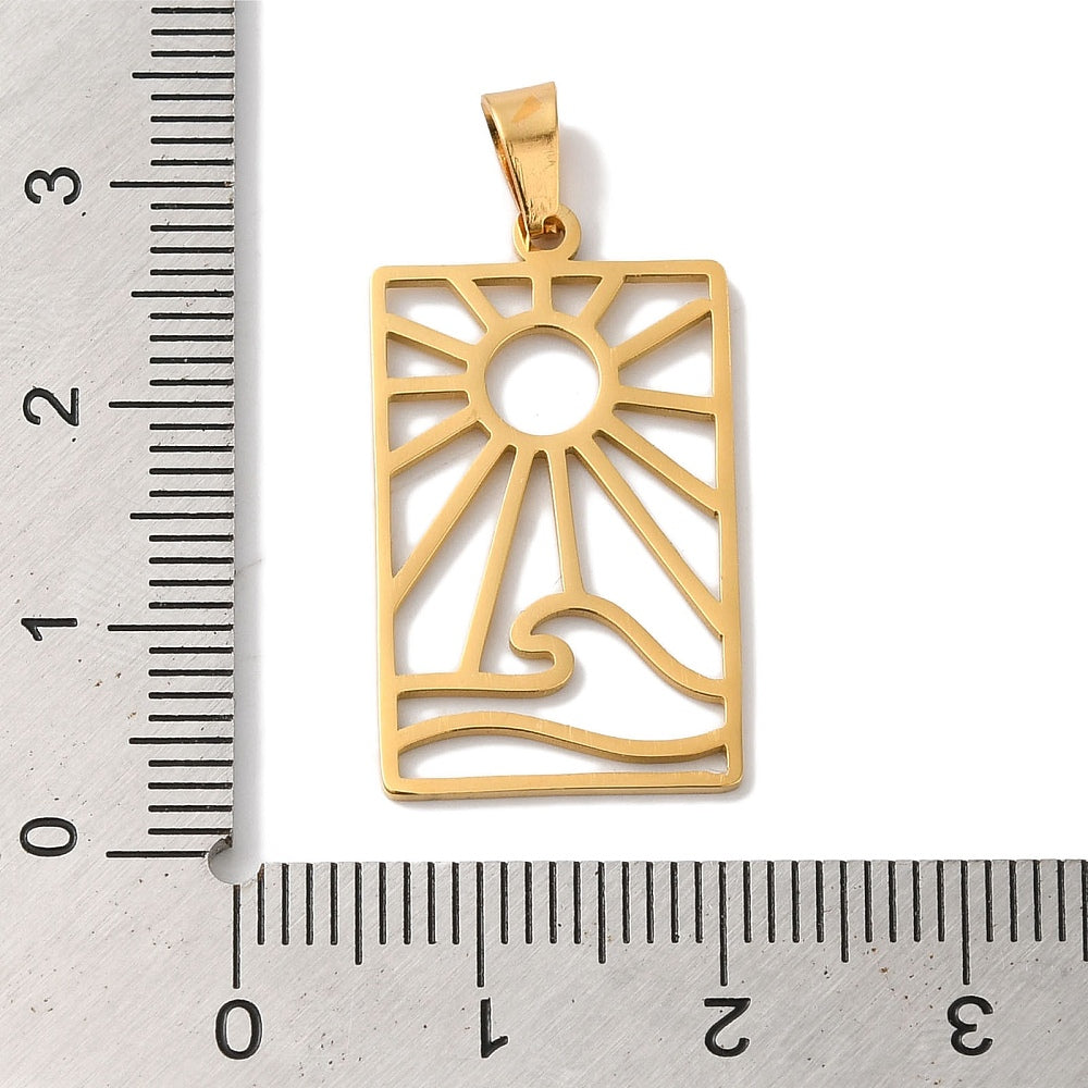 Sun & Wave Rectangle Cut Out Charm