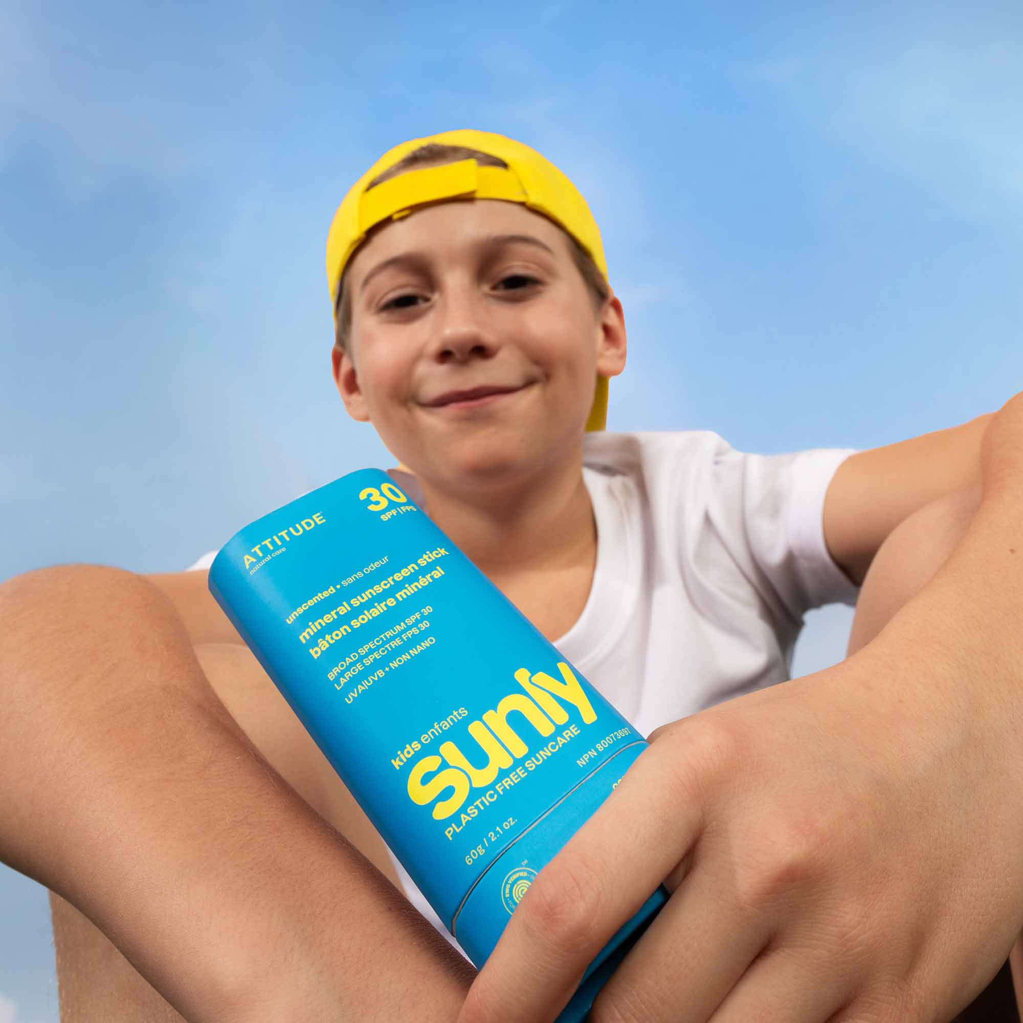 Attitude Sunly™ Plastic-Free Mineral Sunscreen Stick SPF 30 - Unscented Kids (60g)