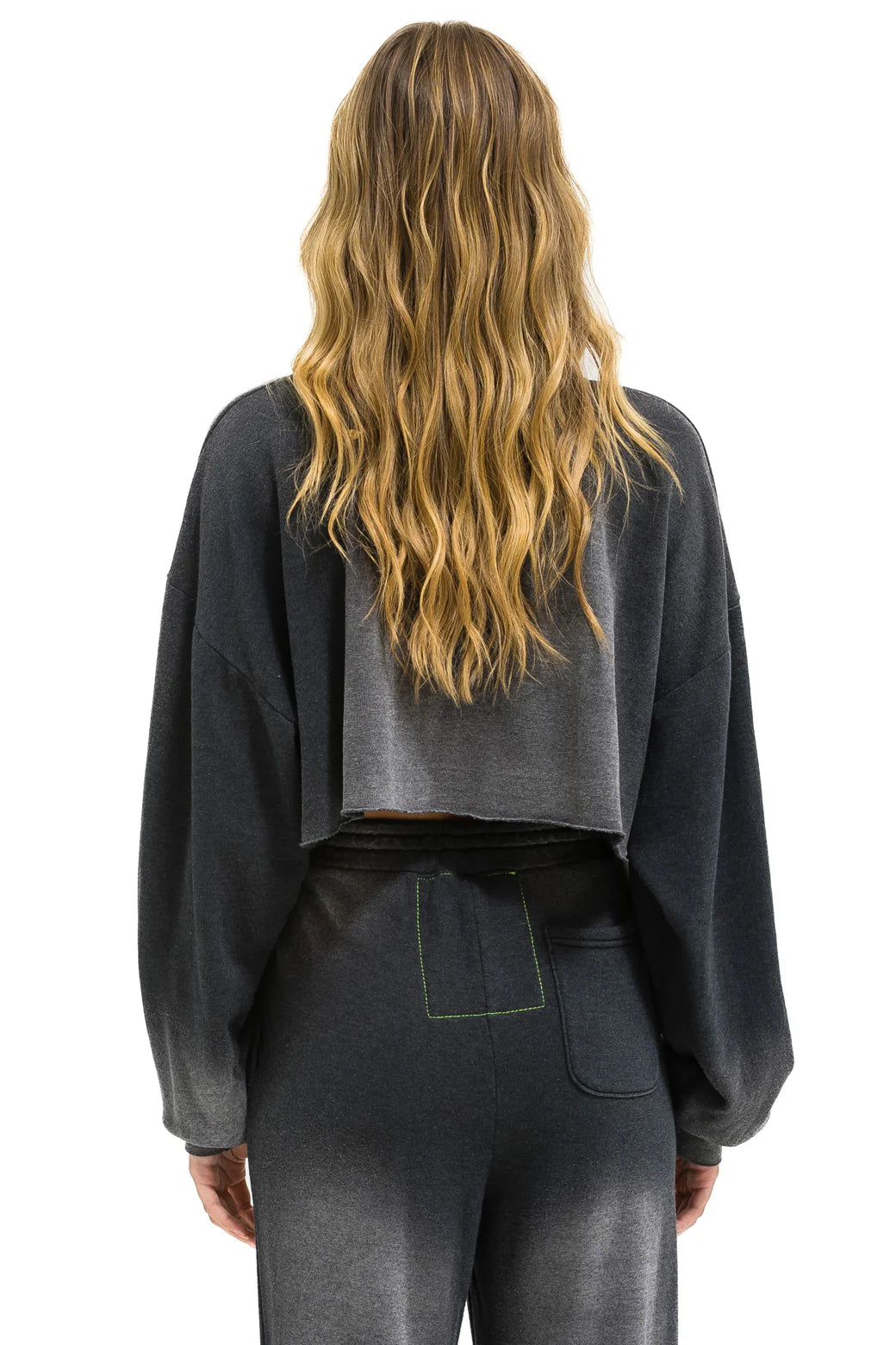 Aviator Nation 3D Cropped Crew Sweatshirt Relaxed - Faded Smoke