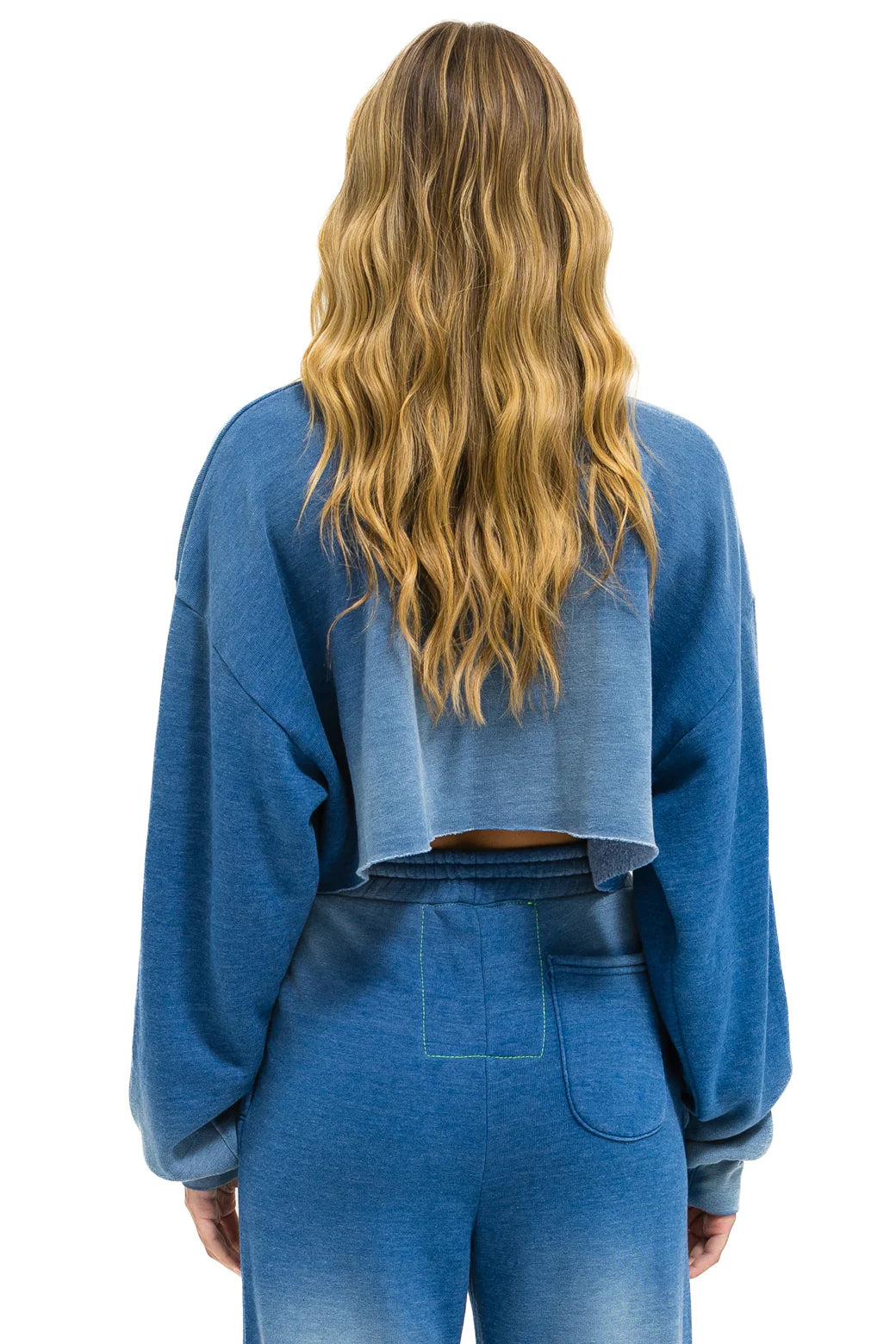 Aviator Nation 3D Cropped Crew Sweatshirt Relaxed - Faded Water