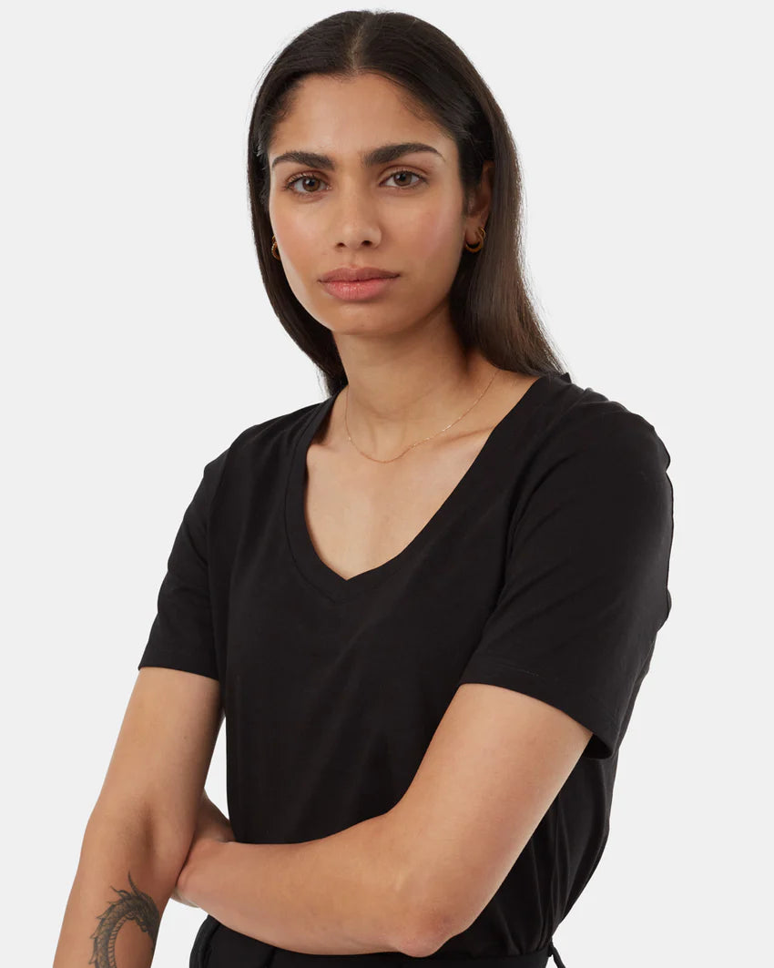 Tentree Women's TreeBlend V-Neck T-Shirt - Meteorite Black