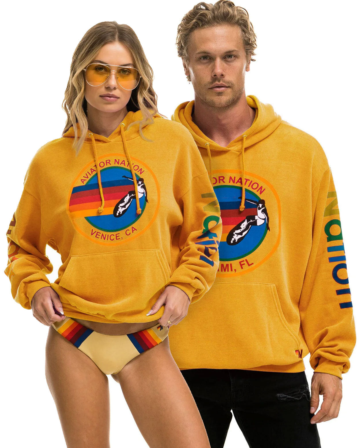 Aviator Nation Unisex Pullover Hoodie Relaxed - Gold