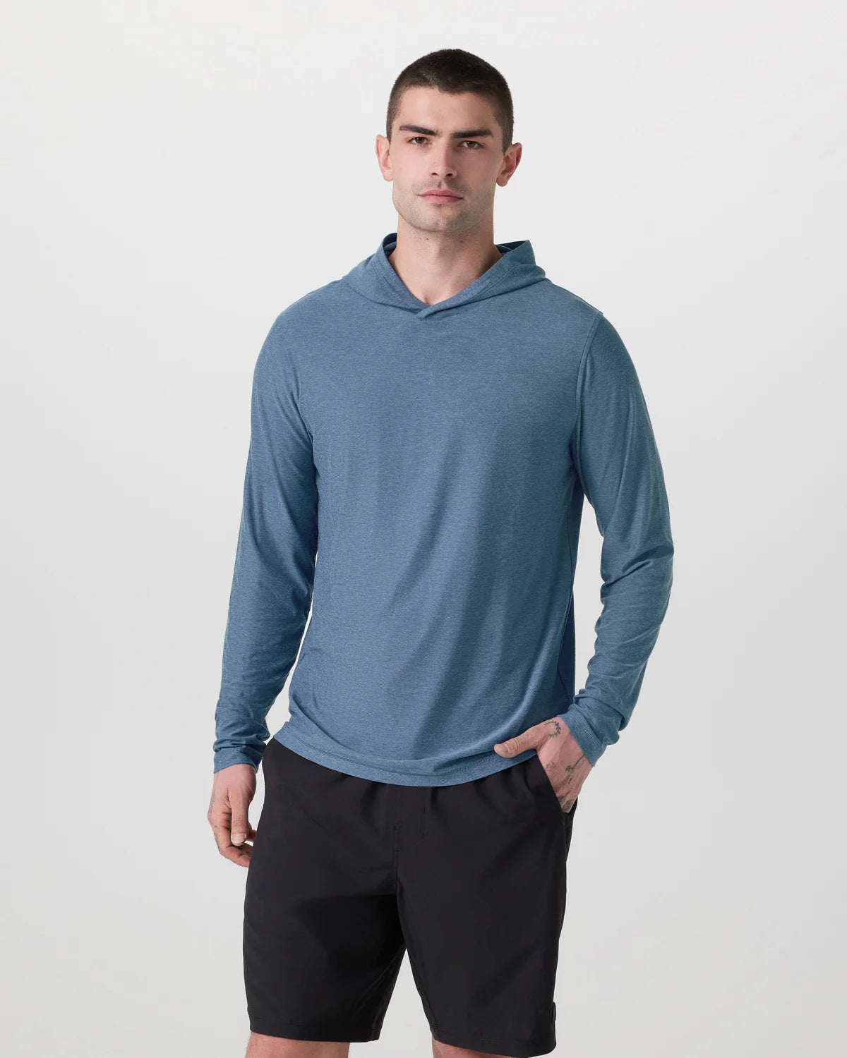 Vuori Strato Tech Hoodie - Pool Blue Heather