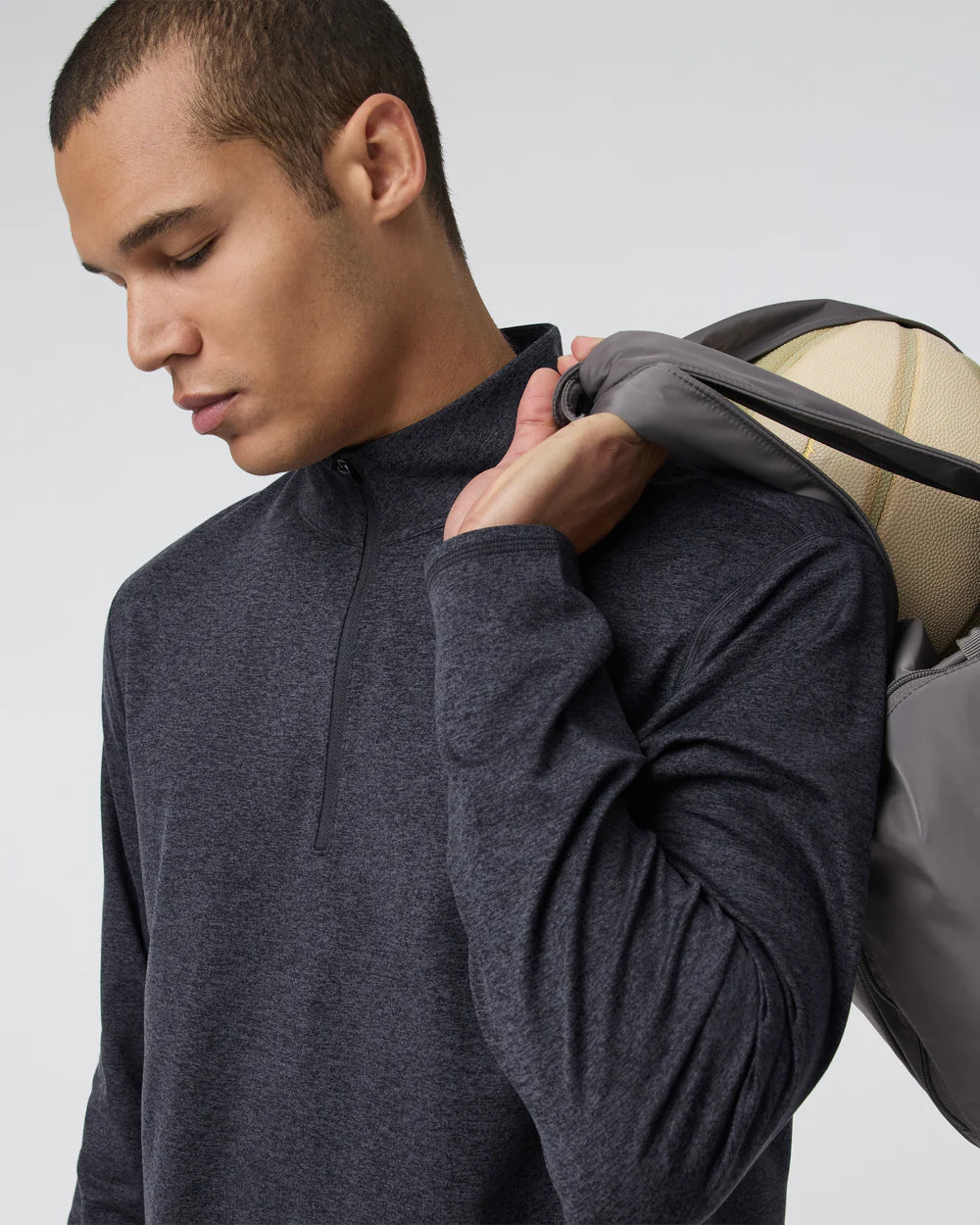 Vuori Ponto Performance Half Zip Mock Neck - Charcoal Heather