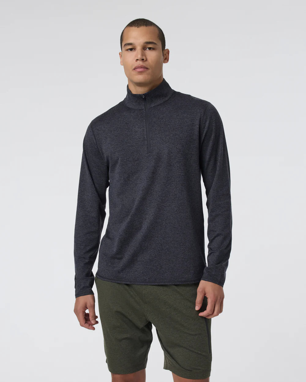 Vuori Ponto Performance Half Zip Mock Neck - Charcoal Heather