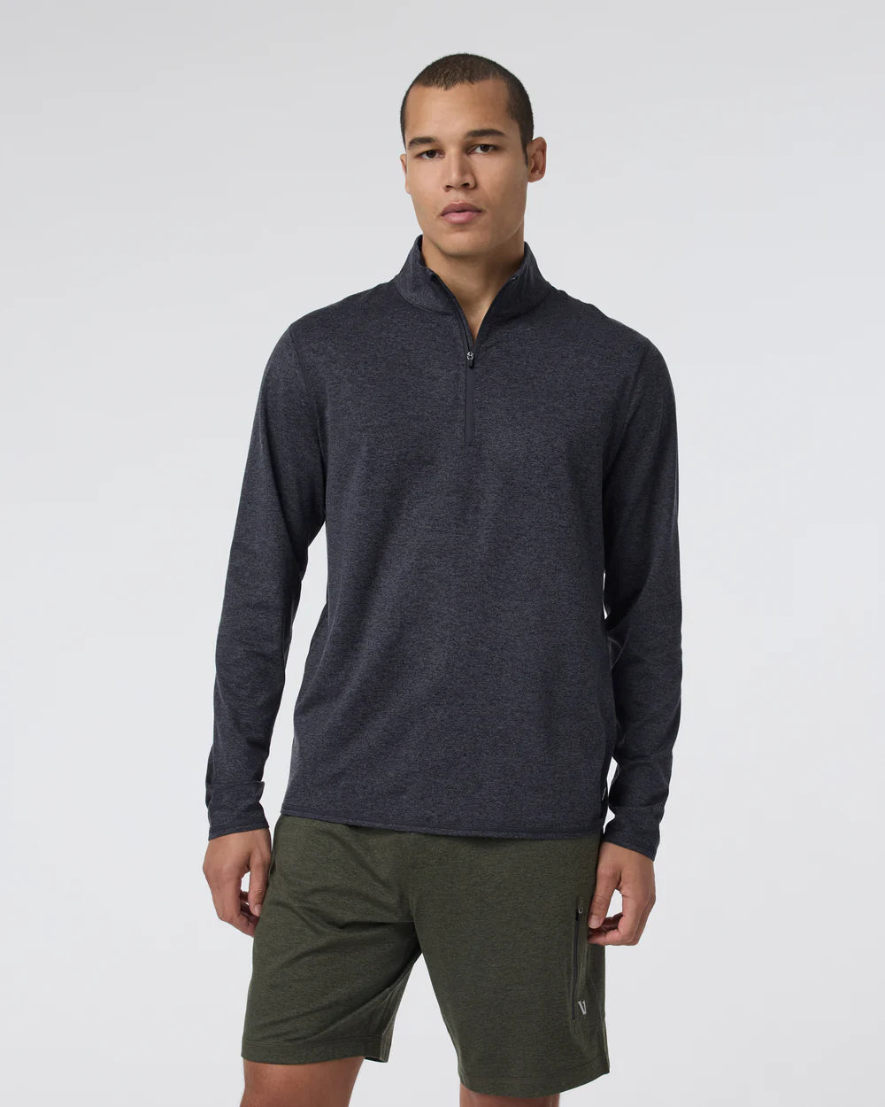 Vuori Ponto Performance Half Zip Mock Neck - Charcoal Heather