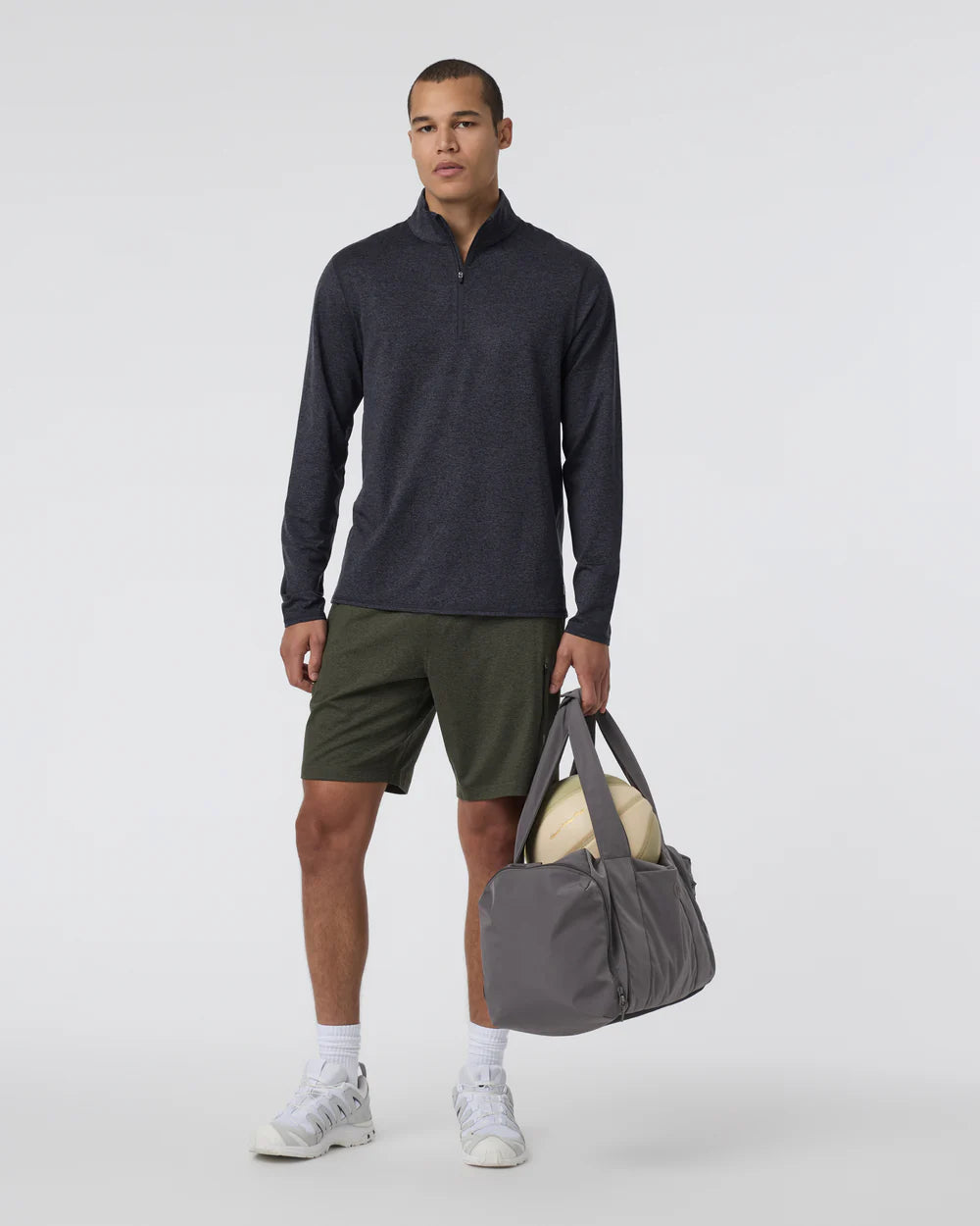 Vuori Ponto Performance Half Zip Mock Neck - Charcoal Heather