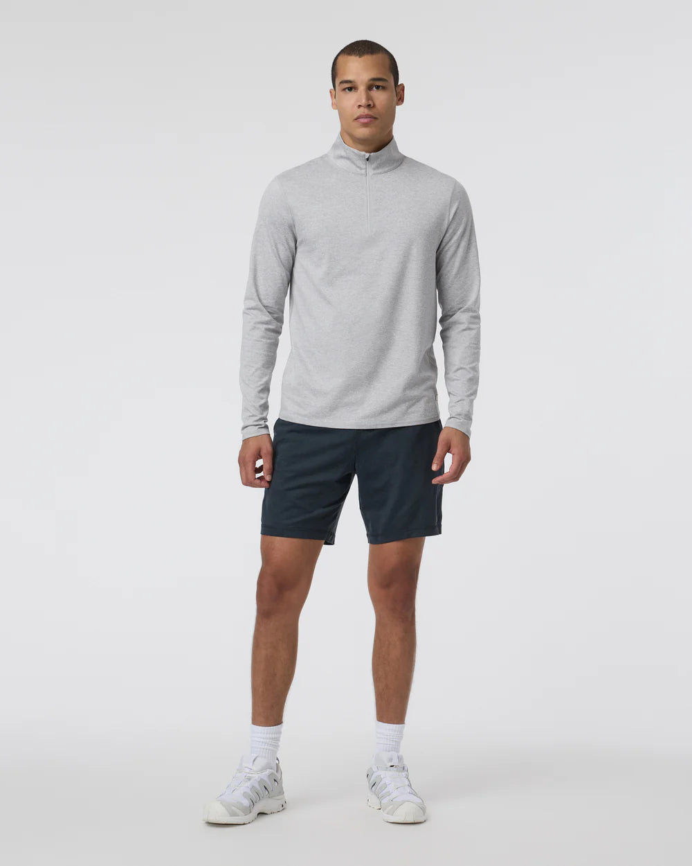 Vuori Ponto Performance Half Zip Mock Neck - Light Heather Grey