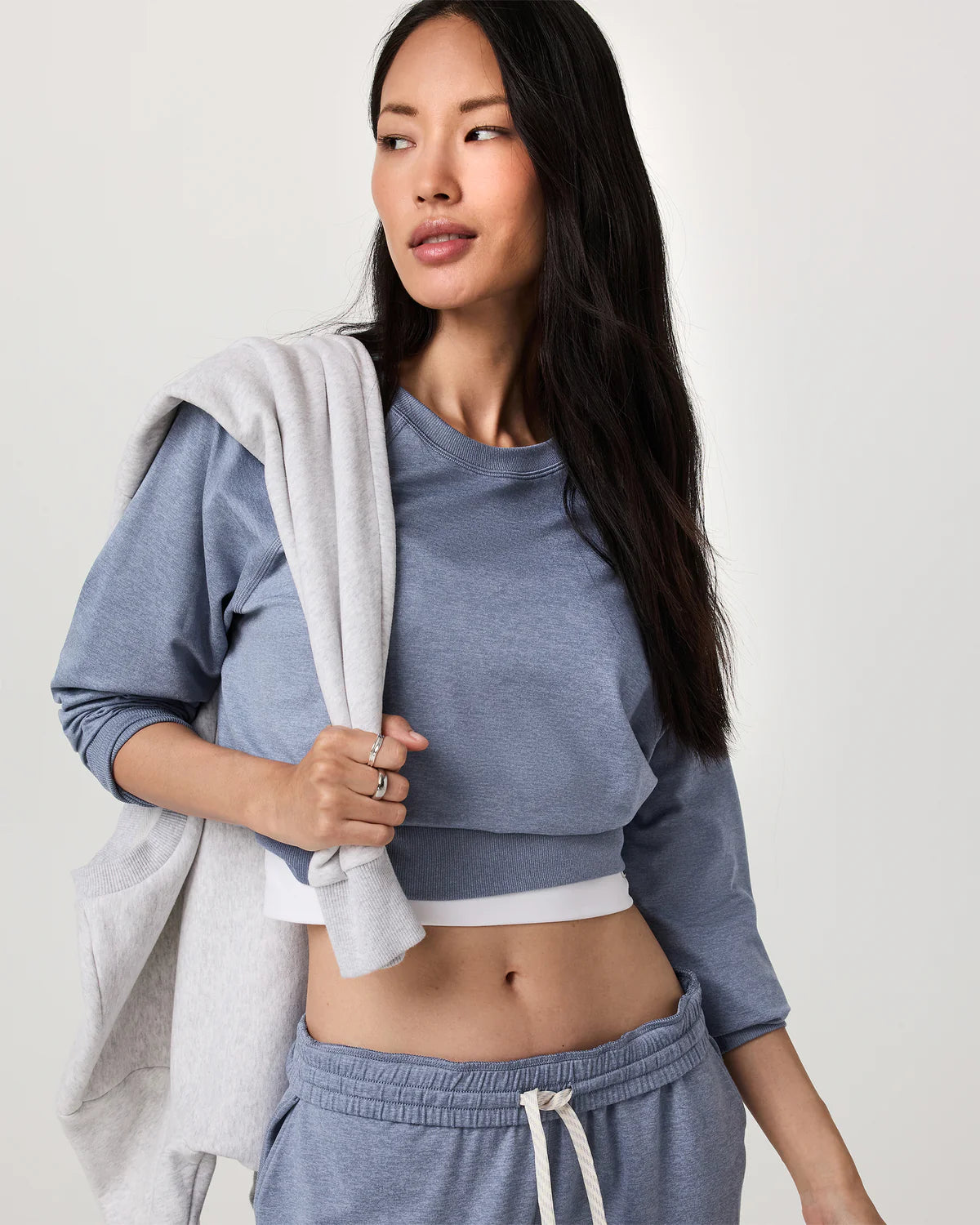 Vuori Long Sleeve Halo Crew - Blue Heron Heather