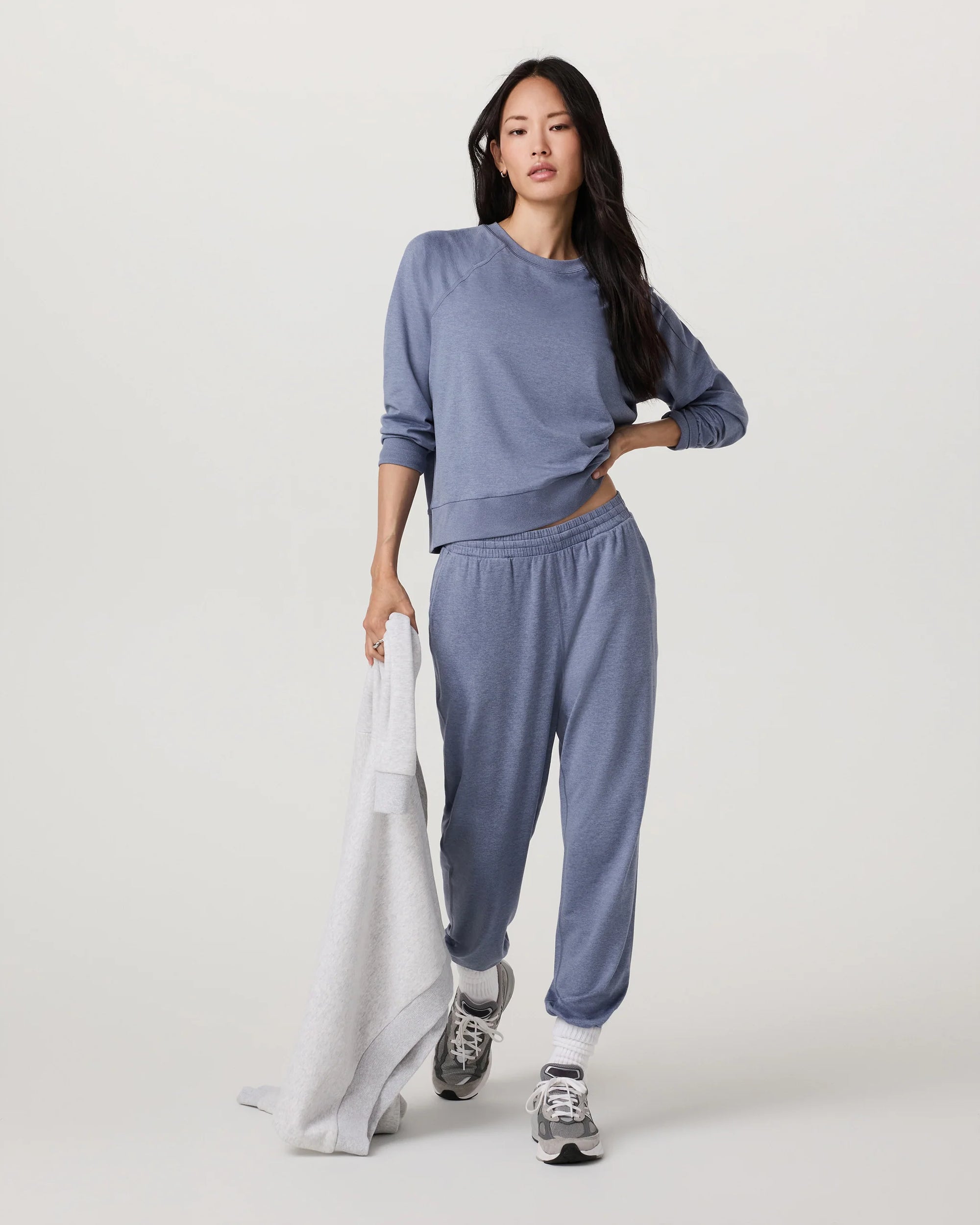Vuori Long Sleeve Halo Crew - Blue Heron Heather
