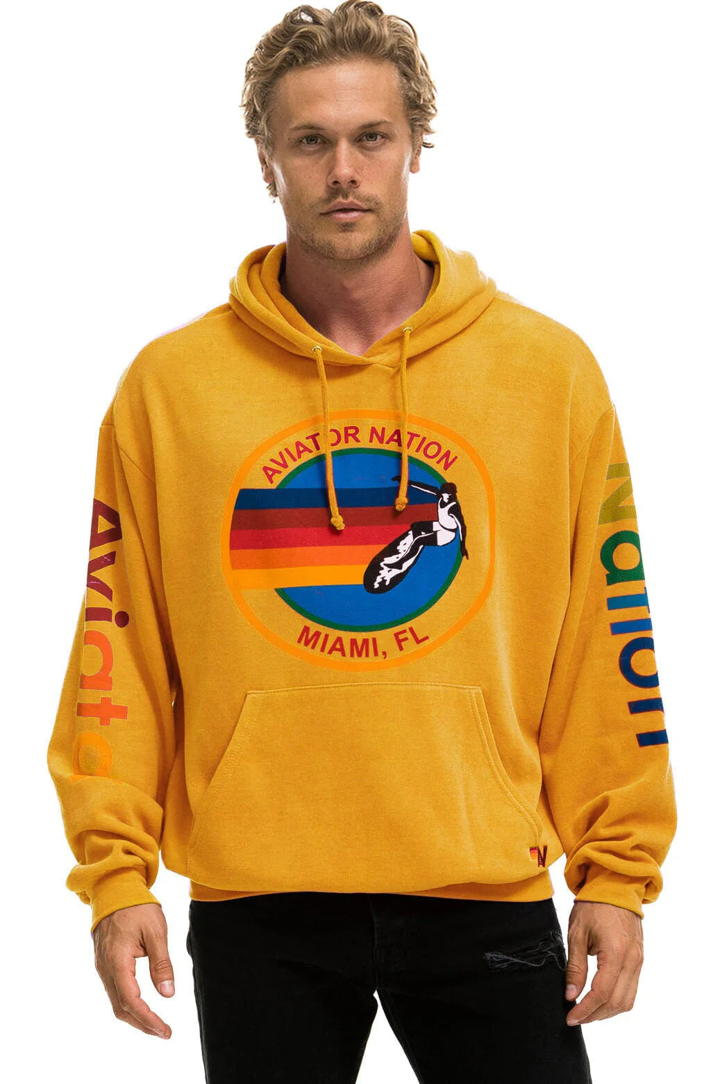 Aviator Nation Unisex Pullover Hoodie Relaxed - Gold