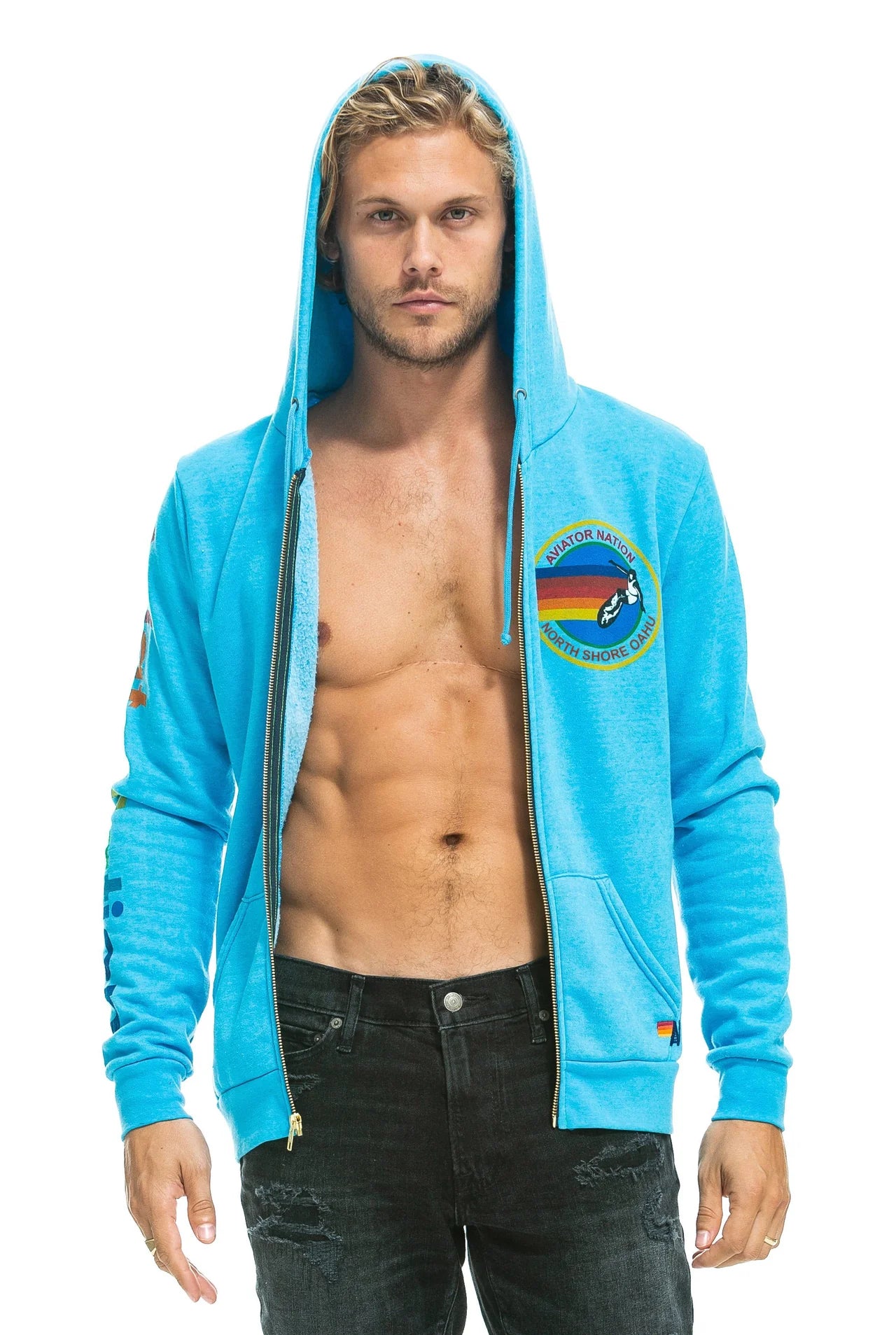 Aviator Nation Unisex North Shore Hoodie - Neon Blue