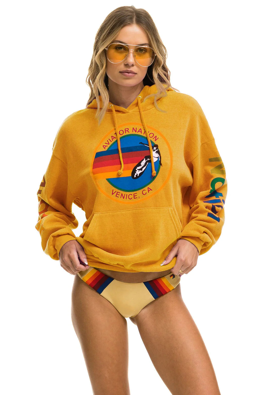 Aviator Nation Unisex Pullover Hoodie Relaxed - Gold
