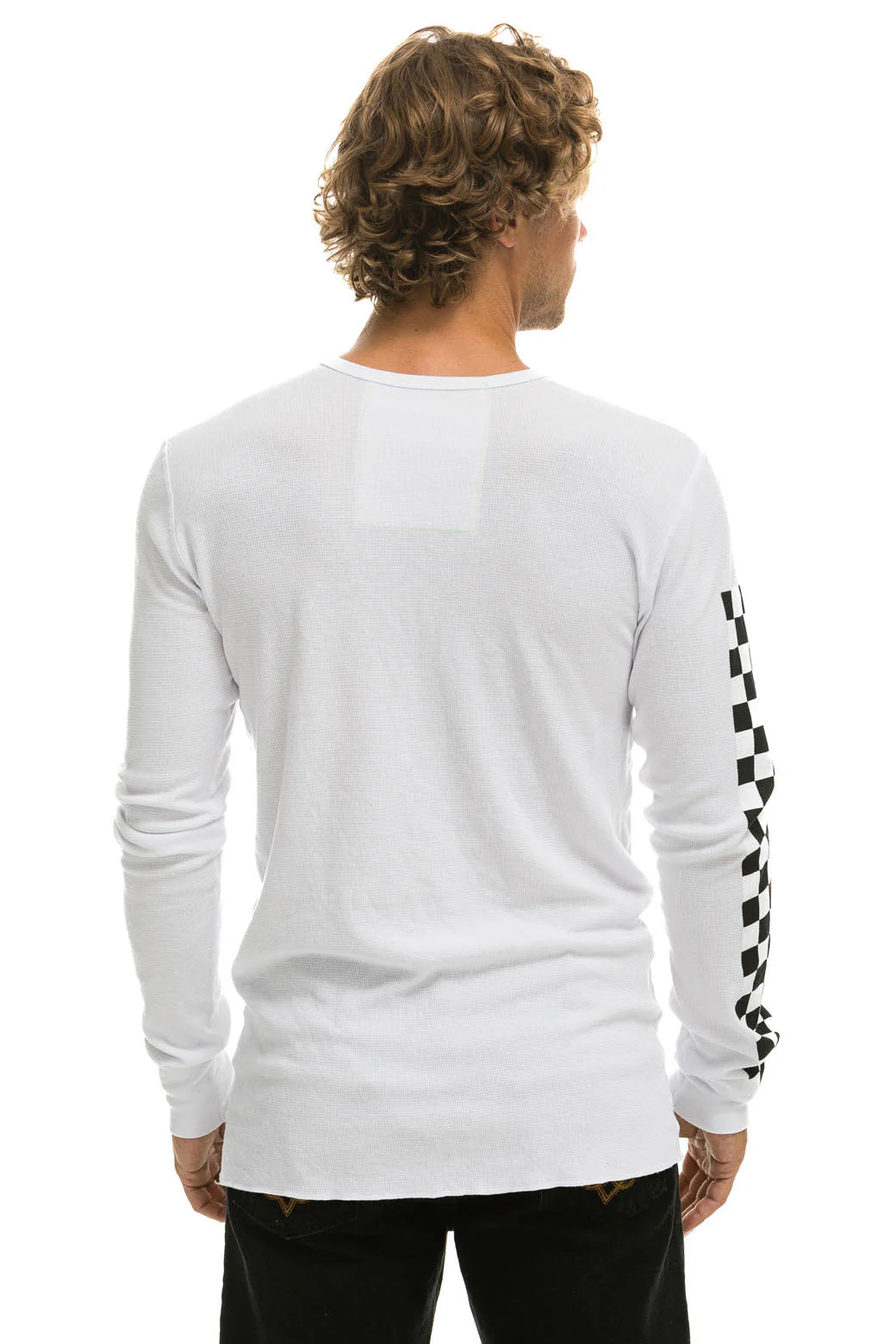 Aviator Nation Unisex Check Sleeve Thermal - White