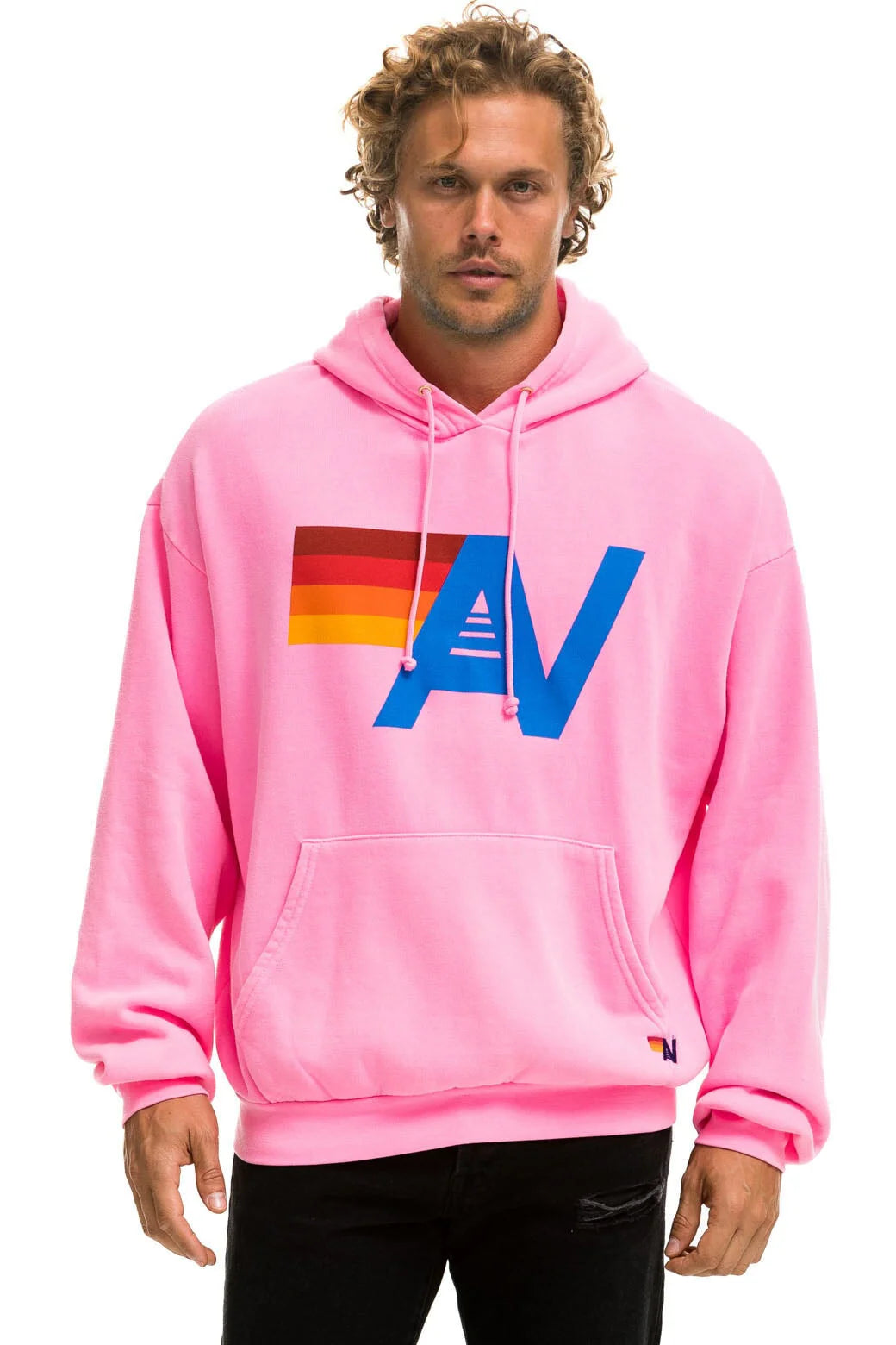 Aviator Nation Unisex Logo Relaxed Hoodie - Neon Pink