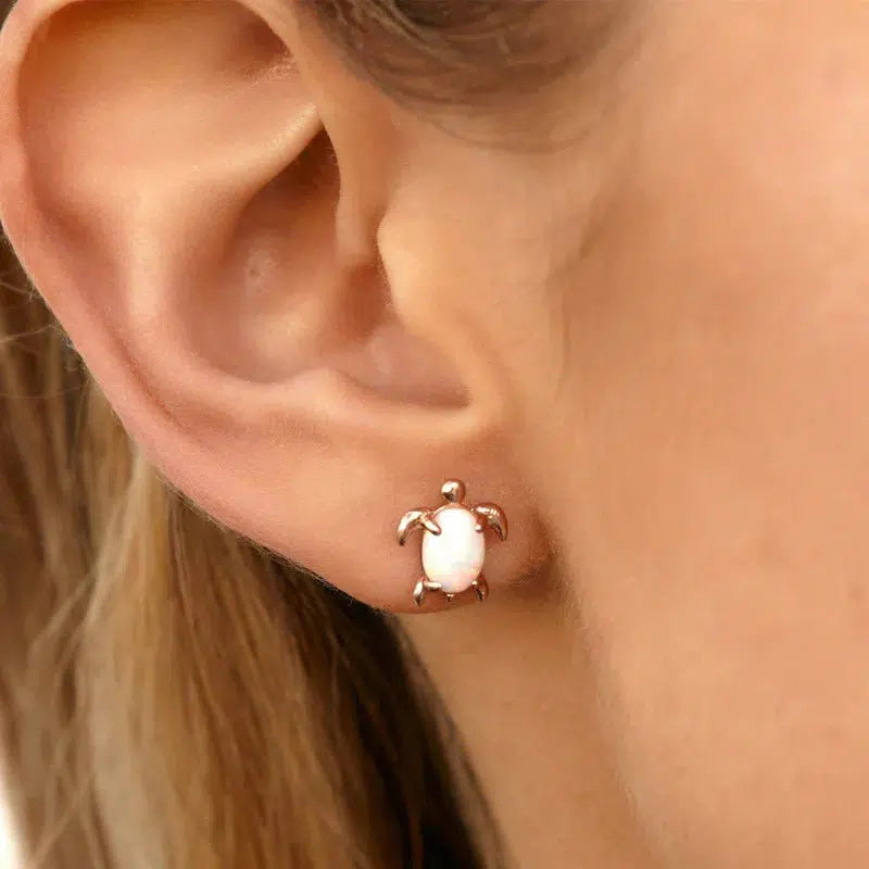 Pura Vida 'Opal Sea Turtle' Earrings - Rose Gold