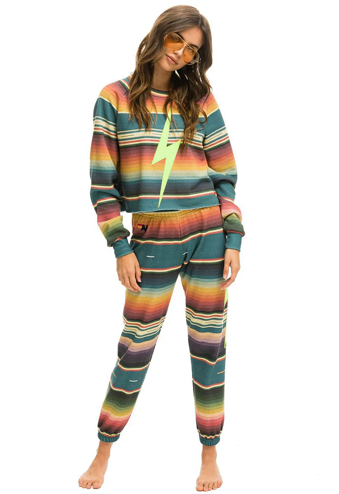 Aviator Nation Serape Bolt Stitch Crop Crew Sweatshirt