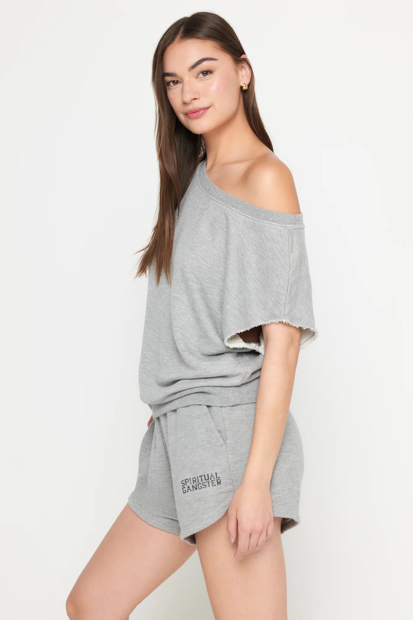 Spiritual Gangster 'La Vida' SS Off Shoulder Sweatshirt
