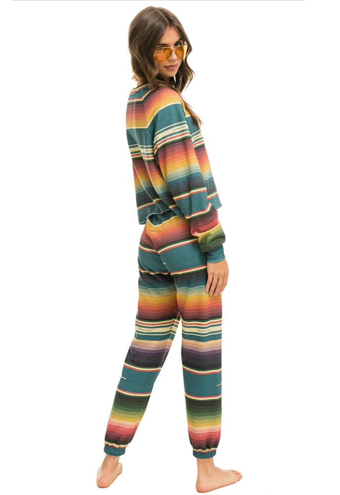 Aviator Nation Serape Bolt Stitch Crop Crew Sweatshirt