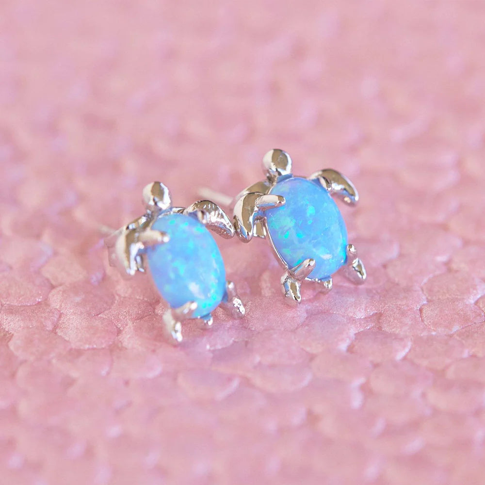 Pura Vida &#39;Opal Sea Turtle&#39; Earrings - Silver