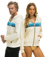 Aviator Nation Unisex 5 Stripe Hoodie - Vintage White / Blue