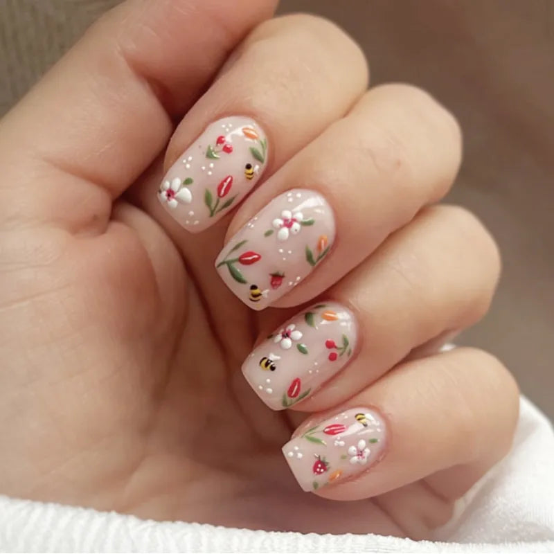 Press On Nails - Springtime Flowers &amp; Bees