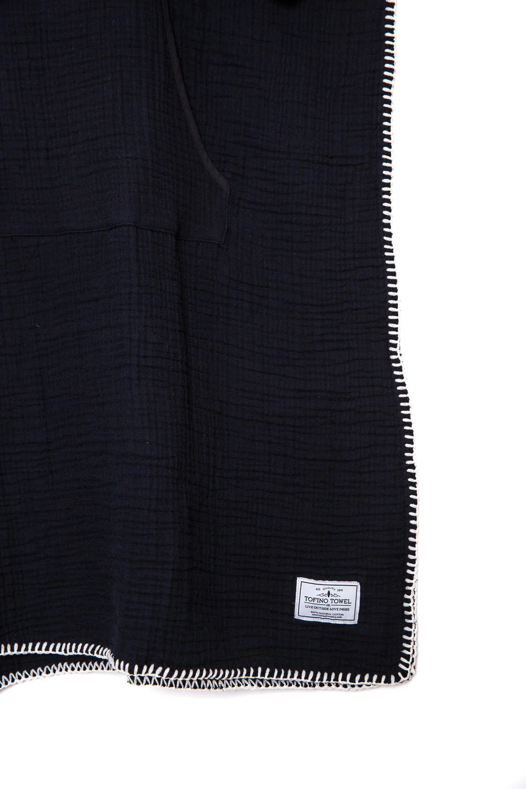 Tofino Towel The Cocoon Unisex Long Muslin Surf Poncho - Black