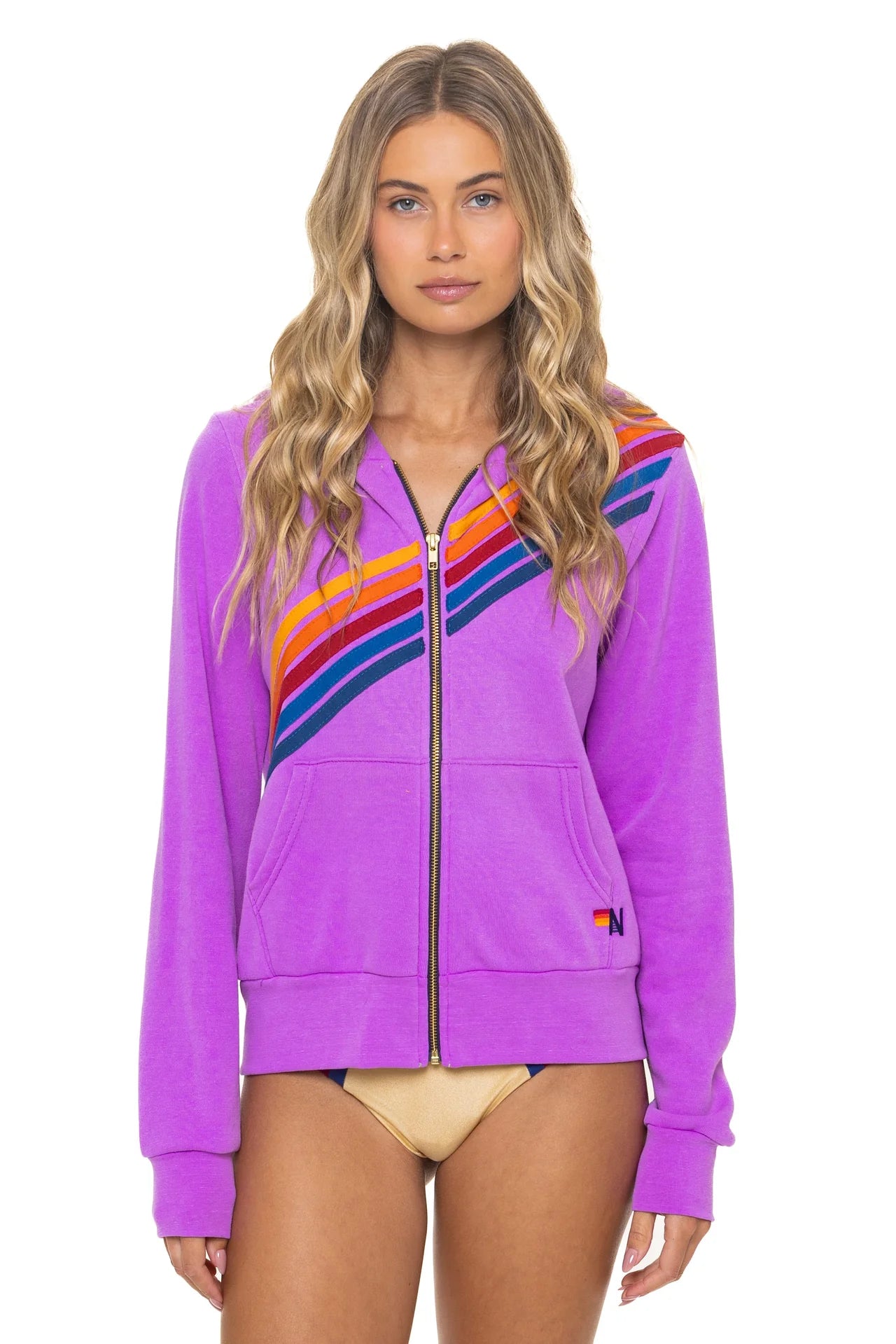 Aviator Nation Unisex Disco Zip Hoodie - Neon Purple