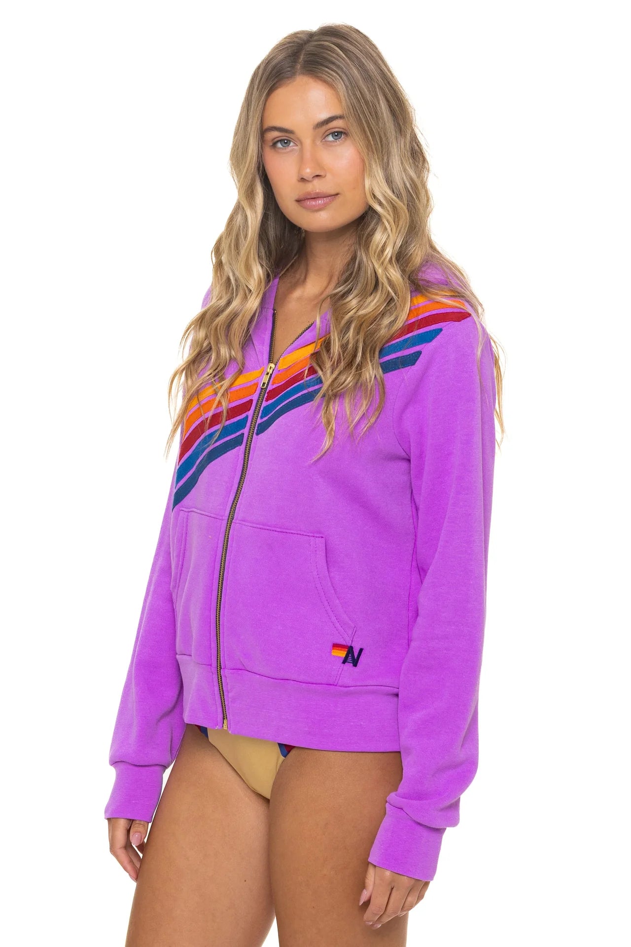 Aviator Nation Unisex Disco Zip Hoodie - Neon Purple