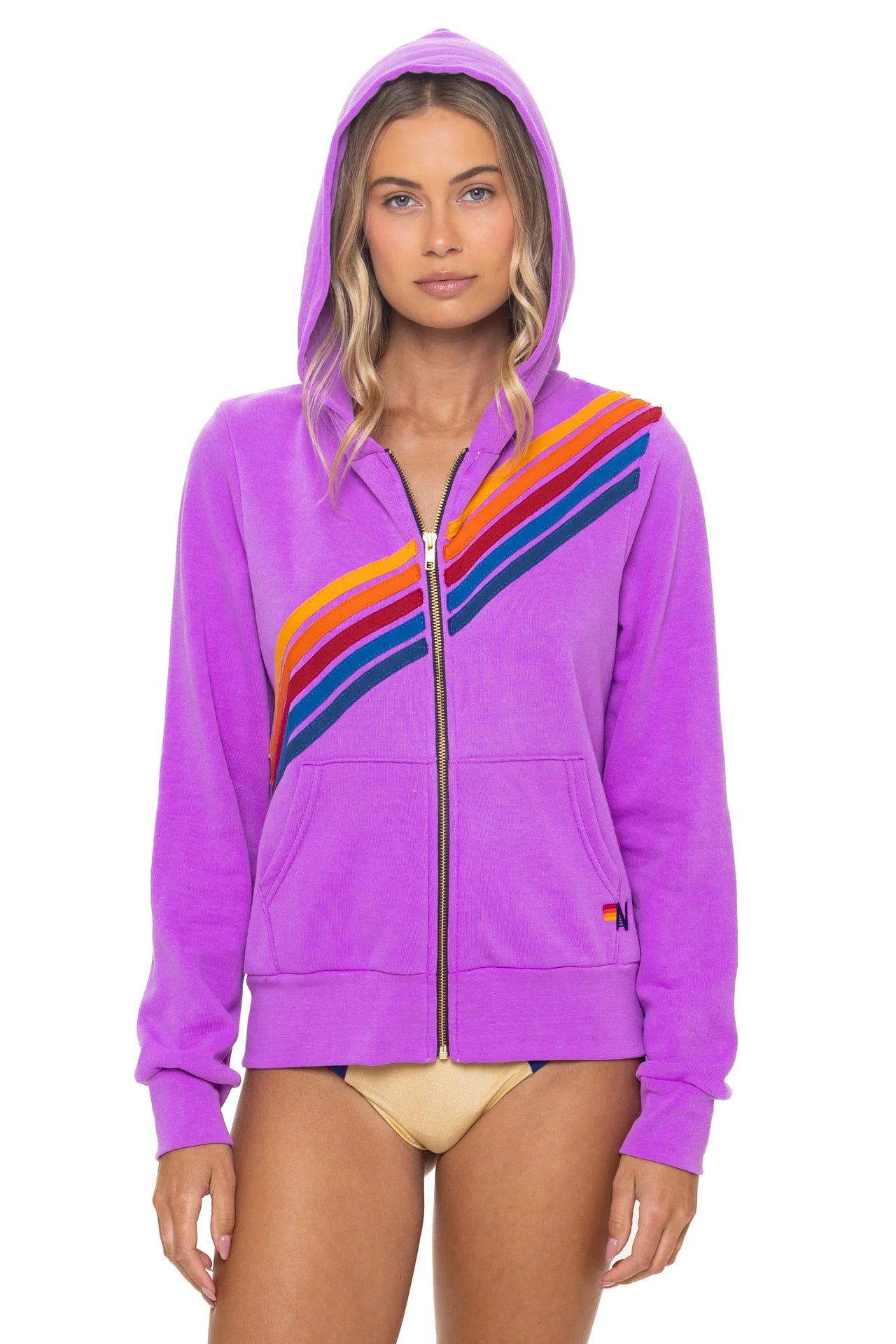 Aviator Nation Unisex Disco Zip Hoodie - Neon Purple